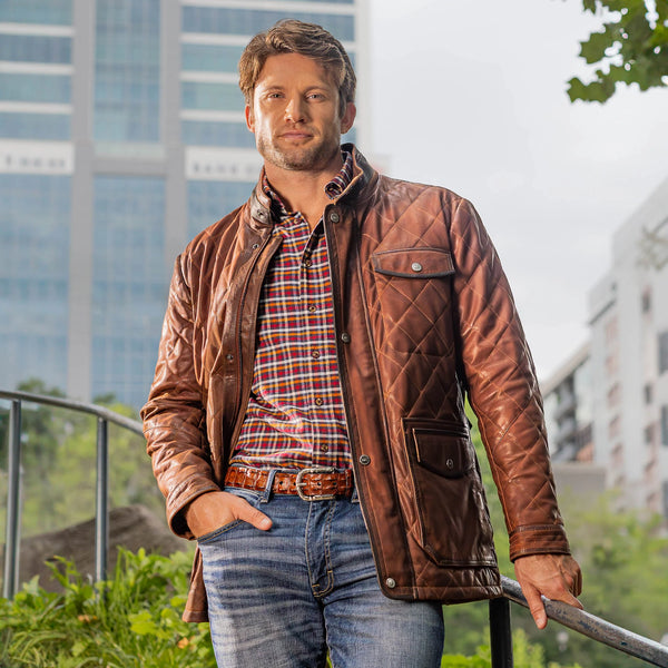 Men's Madison Creek | Sedona Waxed Goat Suede Leather Jacket | Bourbon