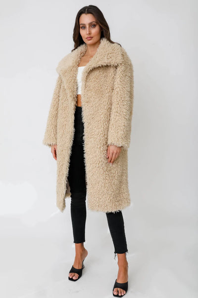 Women's SHACI | Meredith Vegan Faux Fur Coat | Beige
