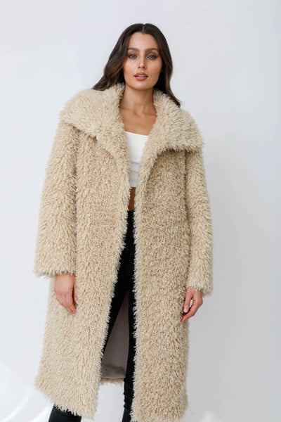Women's SHACI | Meredith Vegan Faux Fur Coat | Beige