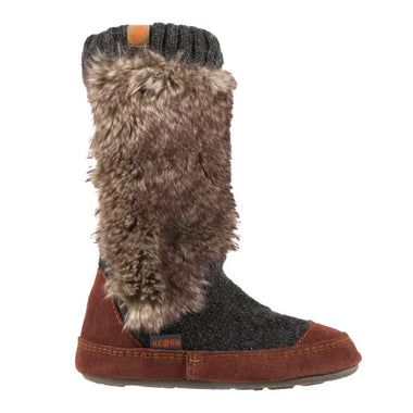 Kid's Acorn | Slouch Boot Faux Fur | Charcoal