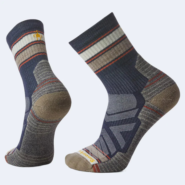 Men's Smartwool | Hike Lights Cushion Striped Mid Crew Socks | Deep Navy