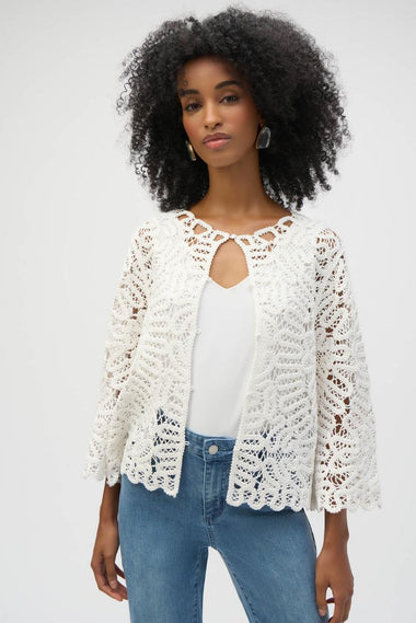 Women's Joseph Ribkoff | Cotton Crochet Lace Cardigan | Vanilla