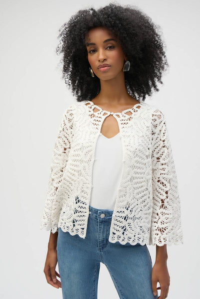 Women's Joseph Ribkoff | Cotton Crochet Lace Cardigan | Vanilla
