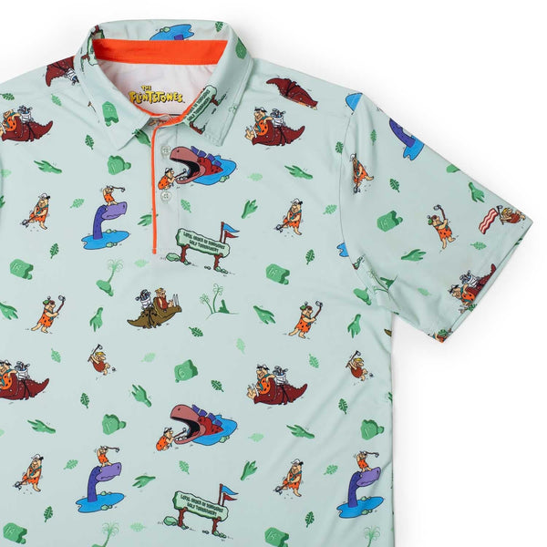 Men's RSLVTS | Flinstones Loyal Order of the Dinosaurs Tourney Polo | Aqua Print
