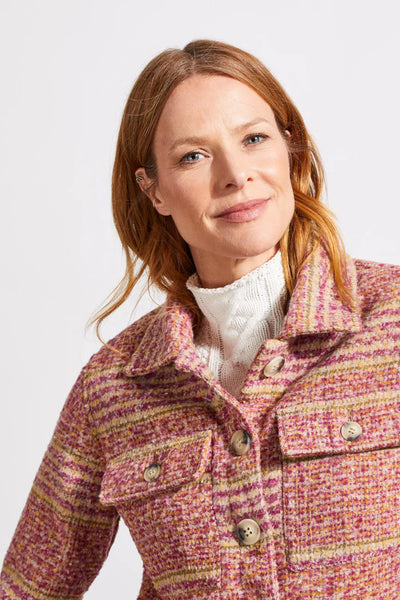 Women's Tribal Jeans | Plaid Crop Shacket | Antique Rose