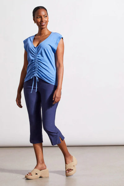 Women's Tribal Jeans | Sleeveless V-Neck Top with Ruching | Bluestar