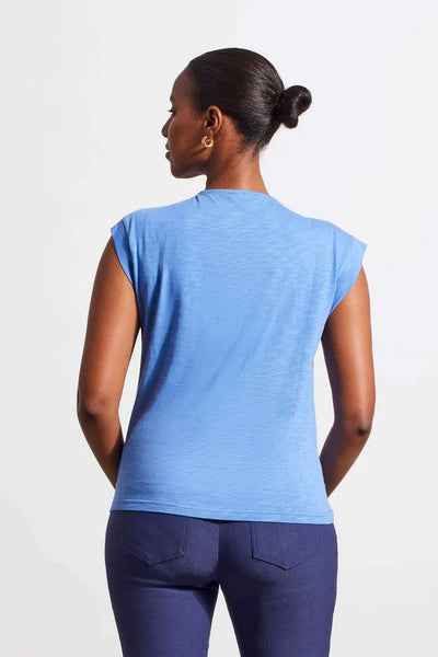 Women's Tribal Jeans | Sleeveless V-Neck Top with Ruching | Bluestar