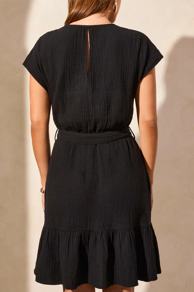 Women's Tribal | Cap Sleeve Cotton Dress | Black