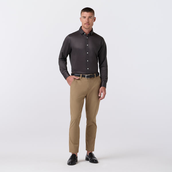 Men's Mizzen + Main | Tonal Woven Tile Halyard Long Sleeve Dress Shirt | Espresso