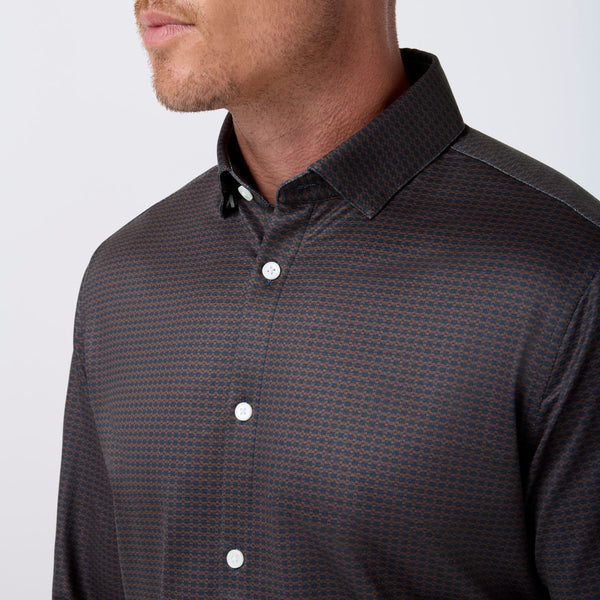 Men's Mizzen + Main | Tonal Woven Tile Halyard Long Sleeve Dress Shirt | Espresso