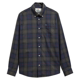 Green button-up shirt on a white background