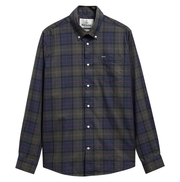 Green button-up shirt on a white background