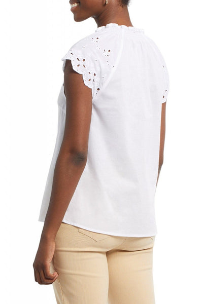 Women's Tribal | Cap Sleeve Eyelet Top | White