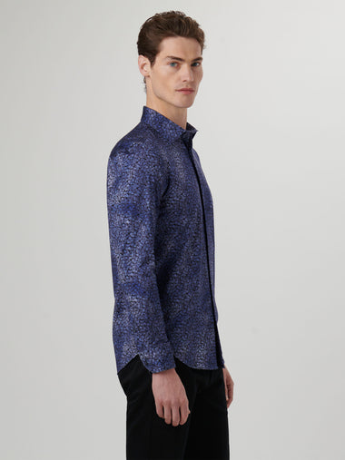 James Style Printed long-sleeved woven shirt with point collar