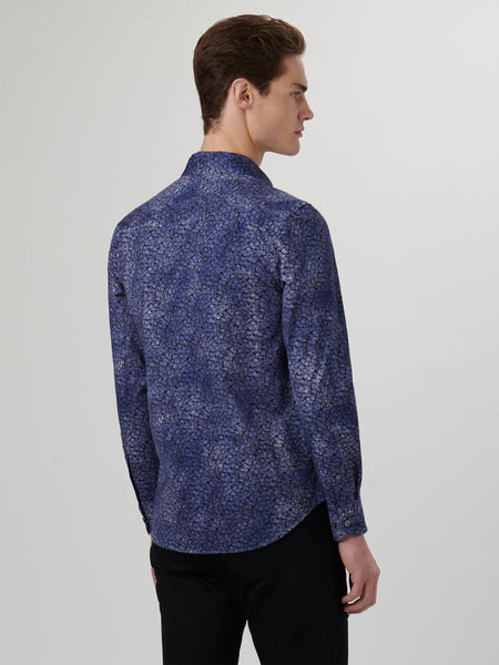 James Style Printed long-sleeved woven shirt with point collar