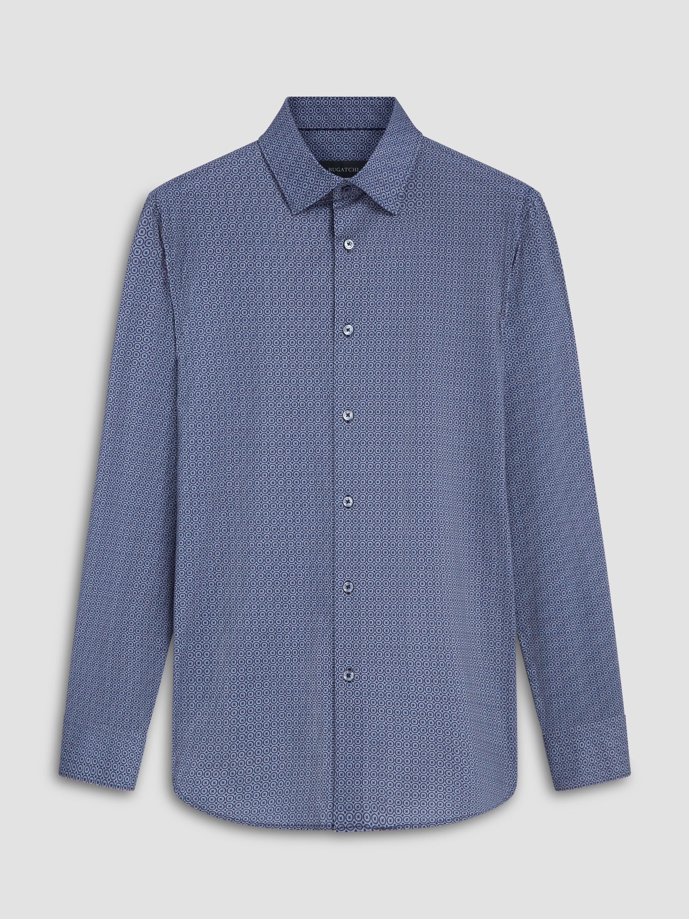 Men s Bugatchi James Printed OoohCotton Shirt Navy
