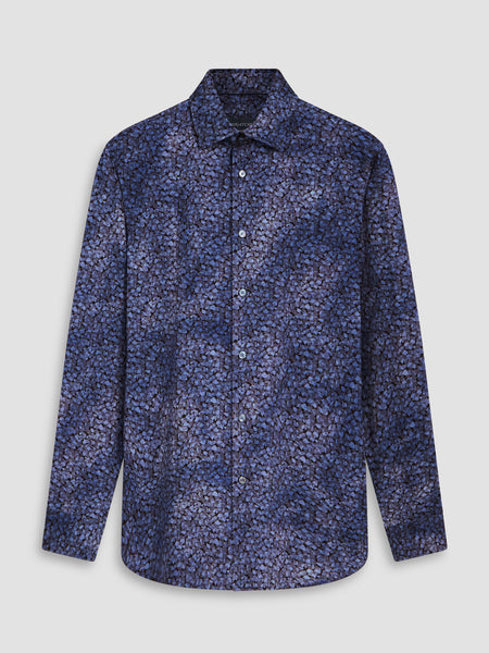 James Style Printed long-sleeved woven shirt with point collar