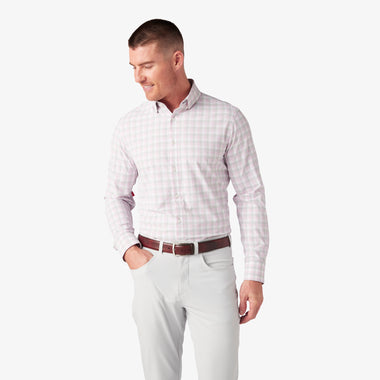 Men's Mizzen + Main | Monaco Trim Long Sleeve | Rose Triple Plaid