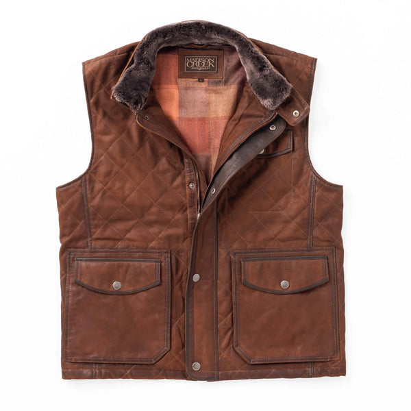 Men's Madison Creek | Vail Wax Suede Leather Vest | Bourbon