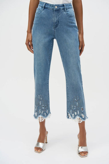 Women's Joseph Ribkoff | Crop Jean with Embellishments | Denim Blue