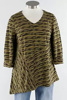 Women's Habitat | Striped Flare Cotton Blend Tunic | Moss