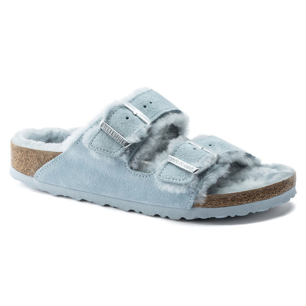 Women's Birkenstock | Arizona Fur Shearling Sandal | Light Blue
