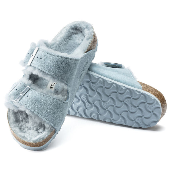 Women's Birkenstock | Arizona Fur Shearling Sandal | Light Blue