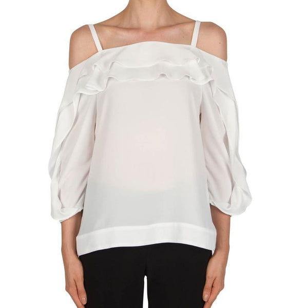 Women's Joseph Ribkoff | Style 181286 Frilly Blouse  | White
