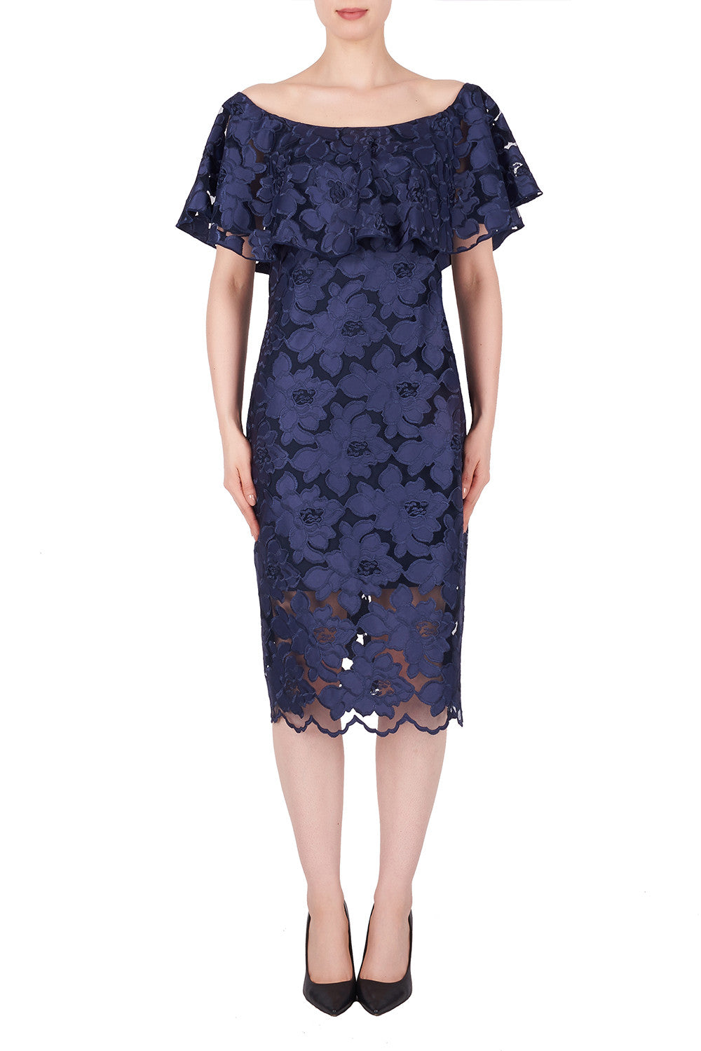joseph ribkoff navy lace dress Joseph Ribkoff Dress Navy Blue Dress Lace At Top Size 8