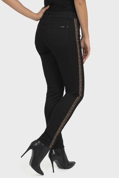 Women's Joseph Ribkoff | Jean with Leopard Strip Accents | Black