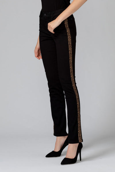 Women's Joseph Ribkoff | Jean with Leopard Strip Accents | Black