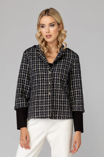 Women's Joseph Ribkoff | Knit Plaid Jacket | Navy and Black