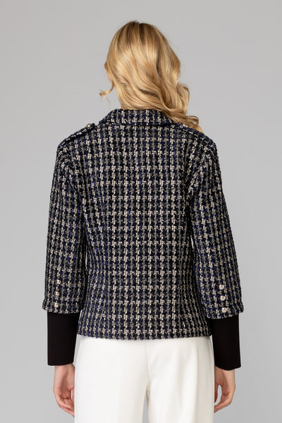 Women's Joseph Ribkoff | Knit Plaid Jacket | Navy and Black