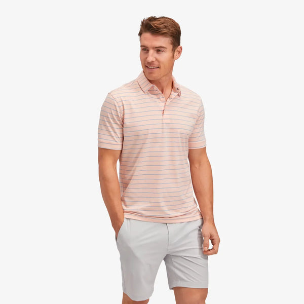 Men's Mizzen + Main | Versa Polo | Peach Blue Horizontal Stripe