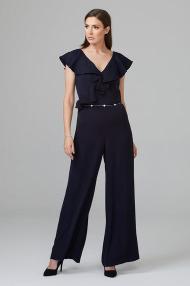 Women's Joseph Ribkoff | Ruffled Cape Sleeve Jumpsuit | Midnight Blue