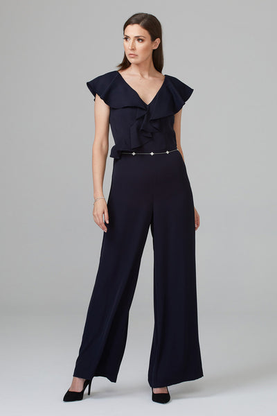Women's Joseph Ribkoff | Ruffled Cape Sleeve Jumpsuit | Midnight Blue