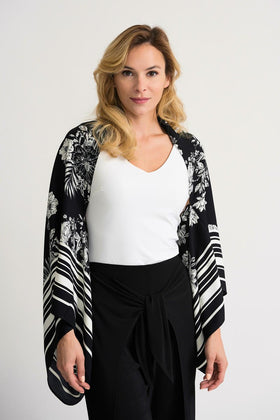 Women's Joseph Ribkoff | Floral and Striped Printed Cape | Black