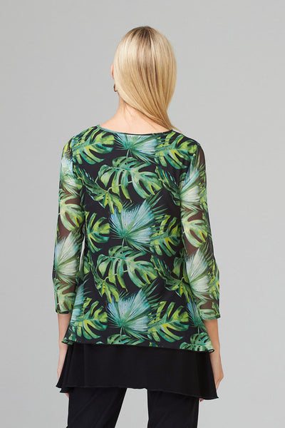 Women's Joseph Ribkoff | Tropical Print Long Tunic | Black/Green
