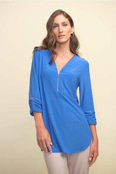 Women's Joseph Ribkoff | Zipper Detail Top | Aegean Sea Blue