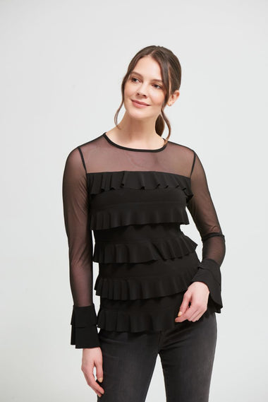 Women's Joseph Ribkoff | Tiered Ruffle Blouse | Black