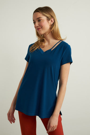 Women's Joseph Ribkoff | V-neck Tee Shirt Style Top | Aquarius