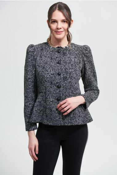 Women's Joseph Ribkoff | Jacquard Peplum Style Jacket | Black White