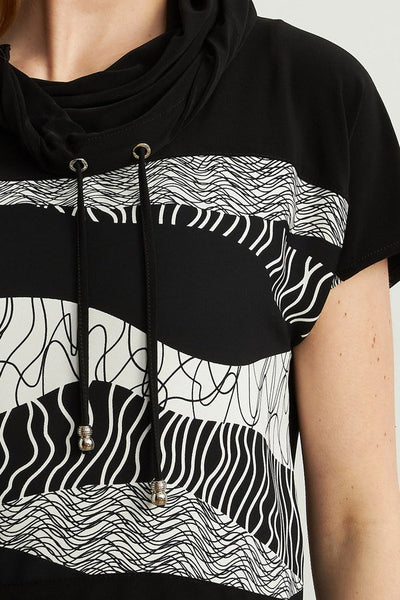 Women's Joseph Ribkoff | Knit Geometric Top | Black and Vanilla