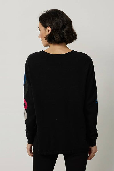 Women's Joseph Ribkoff | Cozy Embroidered Sweater | Black Multi