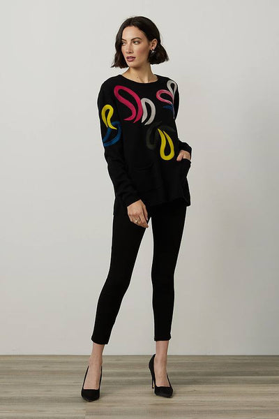 Women's Joseph Ribkoff | Cozy Embroidered Sweater | Black Multi
