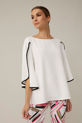 Women's Joseph Ribkoff | Contrast Trim Georgette Top | Vanilla