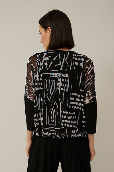 Women's Joseph Ribkoff | Zip Up Abstract Print Top | Black