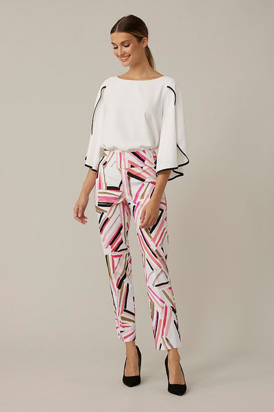 Women's Joseph Ribkoff | Cropped Abstract Print Pants | Vanilla Multi
