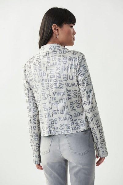 Women's Joseph Ribkoff | Alphabet Printed Moto Jacket | Champagne