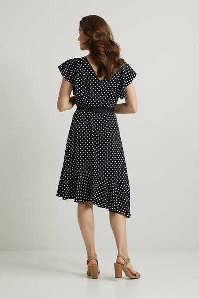 Women s Joseph Ribkoff Polka Dot and Ruffle Dress Midnight